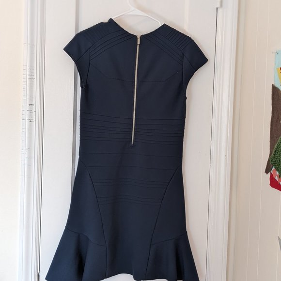 Maje H13 Darling Paneled Cap Sleeve Dress in Navy Blue - Picture 3 of 12